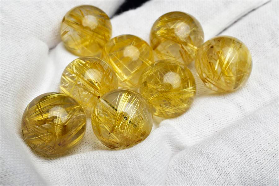 ゴールドタイチンルチル 約15mm珠 粒売り ビーズ｜アップストーンオンビル