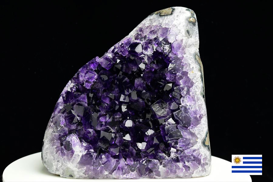 ウルグアイ産 濃紫 アメジストクラスター原石（カットベース・スタンド